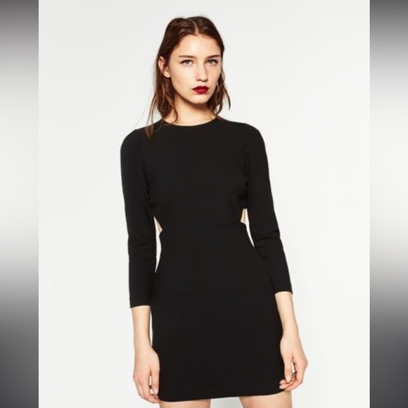NWT Zara Long Sleeve Cutout Mini Dress Sz XS - Picture 2 of 6